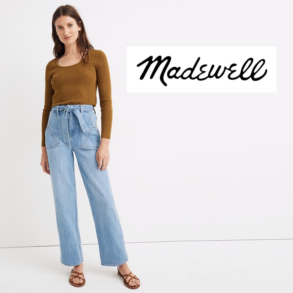 Madewell 24 Blue Jeans Denim High Rise Waisted Wide Leg X Warm Demi Boot